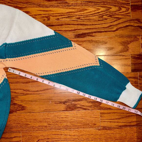 Vintage 80s La Mode Hand Knit Mens Sweater Size Medium - Picture 11 of 11